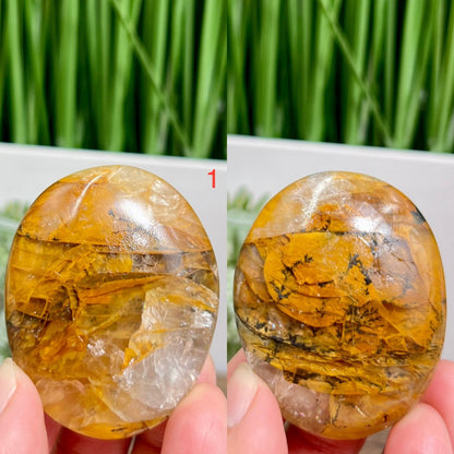 Dendritic Golden Healer Quartz Palm Stones Worry Crystals YOU CHOOSE