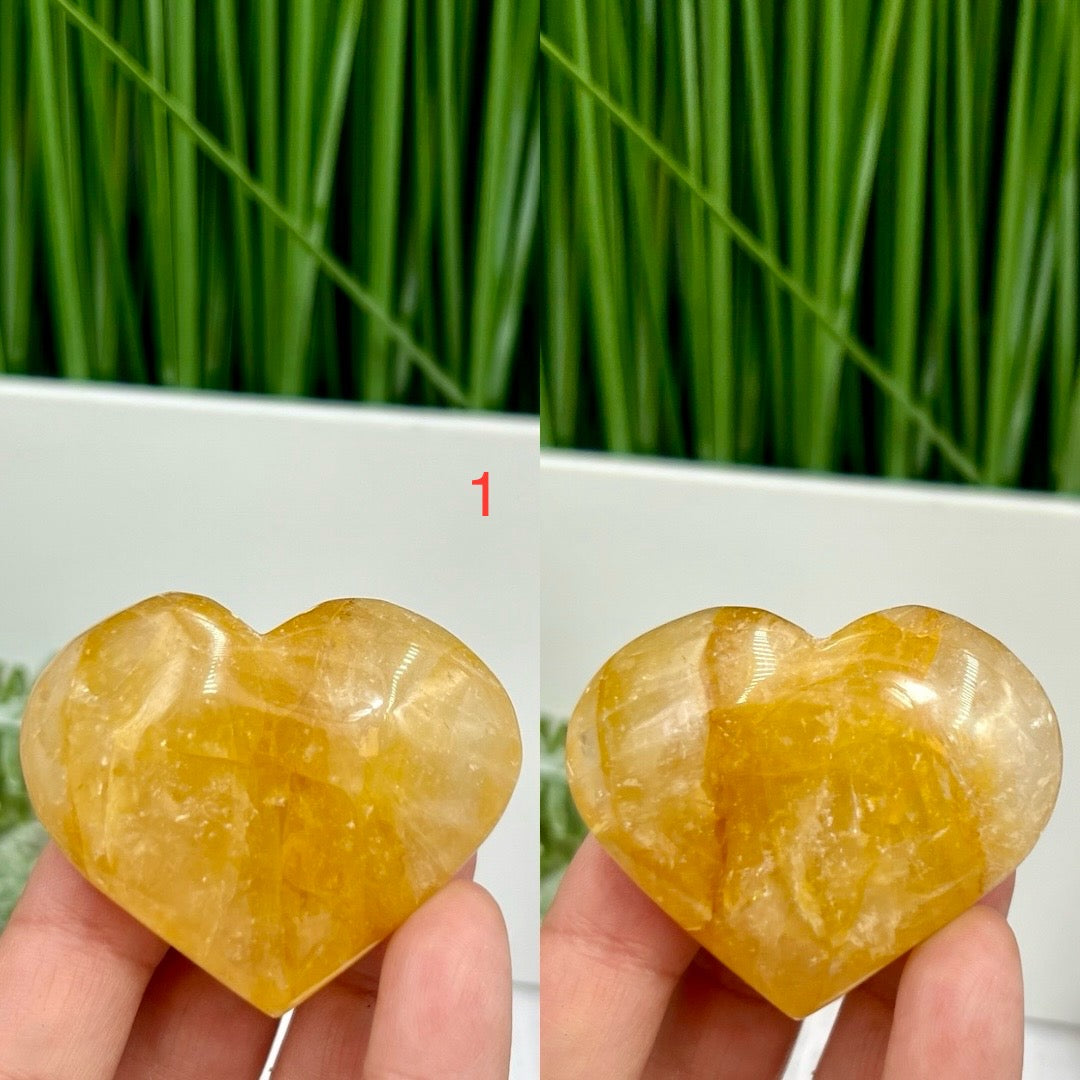 Golden Healer Quartz Hearts High Quality Crystal Carvings YOU CHOOSE