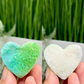 Quartz Heart Double Sided with Blue Green Angel Aura Crystal Carving 72g