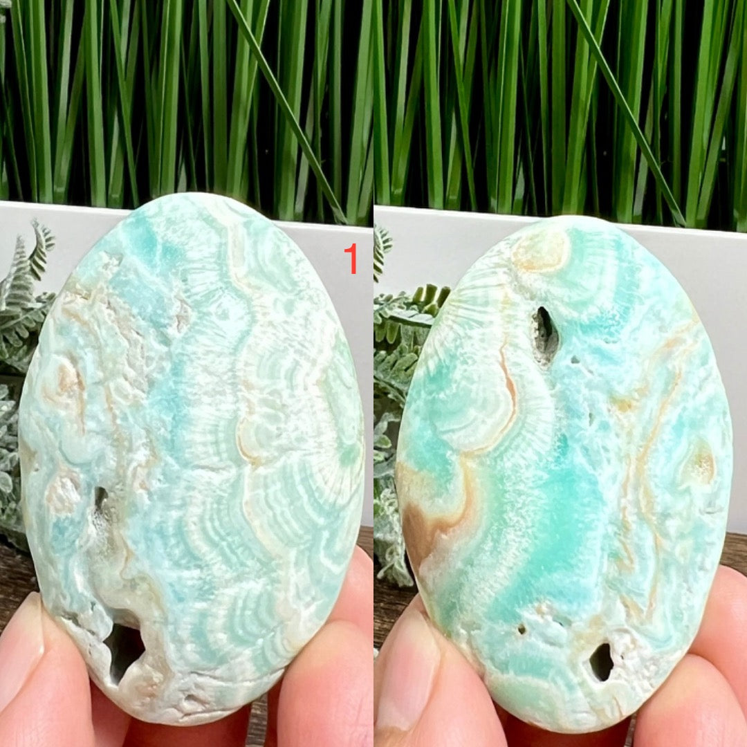 Blue Aragonite Palm Stone Worry High Quality Crystals YOU CHOOSE