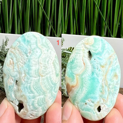 Blue Aragonite Palm Stone Worry High Quality Crystals YOU CHOOSE