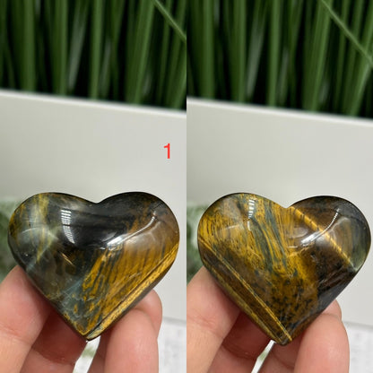 Blue Tigers Eye Hawks Eye Hearts Crystal Carvings YOU CHOOSE