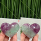 Watermelon Fluorite Gemstone Hearts Crystal Carvings