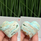 Blue Aragonite Hearts With Stand Healing Crystal Carvings YOU CHOOSE