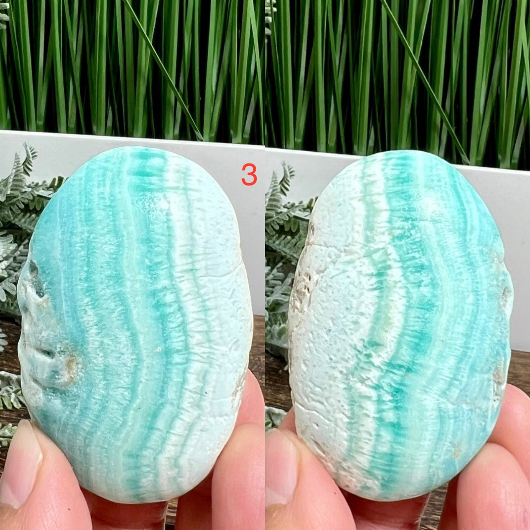 Blue Aragonite Palm Stone Worry High Quality Crystals YOU CHOOSE