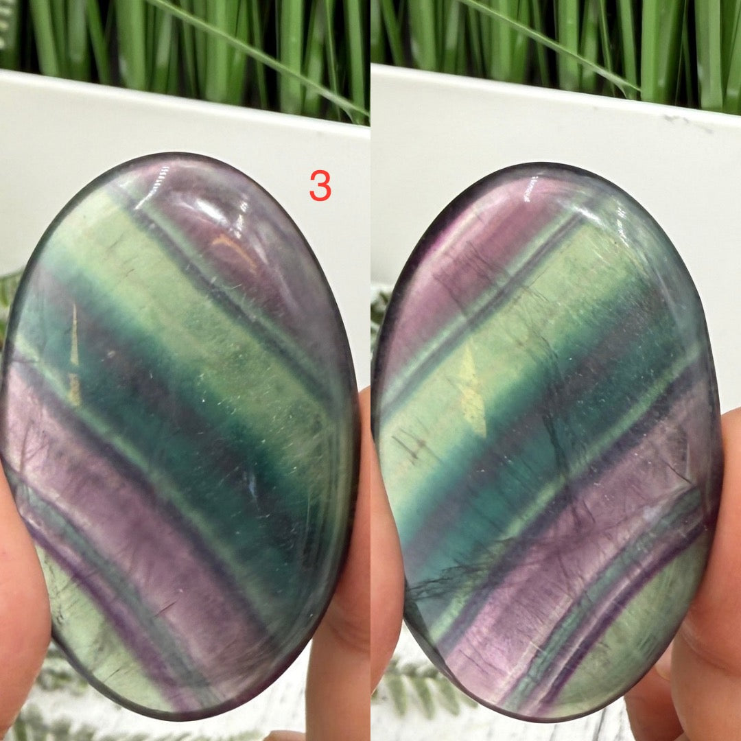 Rainbow Fluorite Palm Stones Worry Healing Crystals YOU CHOOSE