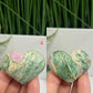 Ruby in Fuchsite Hearts UV Reactive Crystal Carvings YOU CHOOSE
