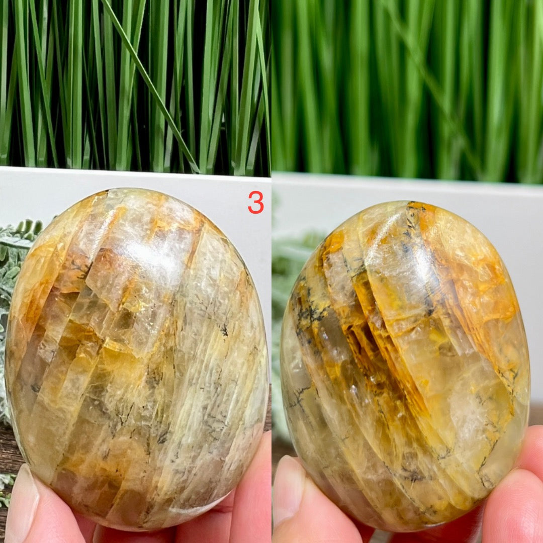 Dendritic Golden Healer Quartz Palm Stones Worry Crystals YOU CHOOSE