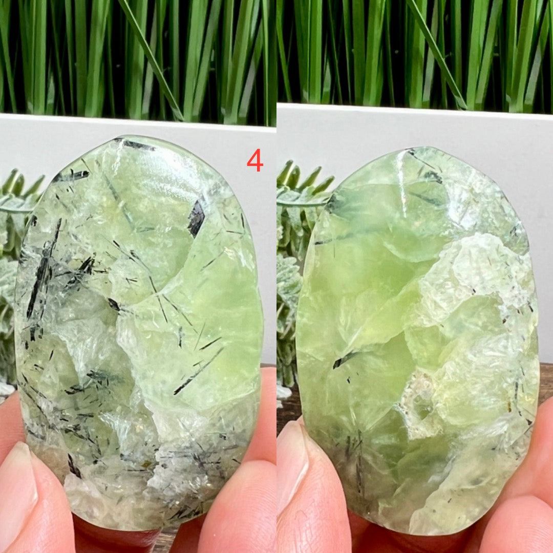 Prehnite with Epidote Palm Stones Worry Crystals YOU CHOOSE