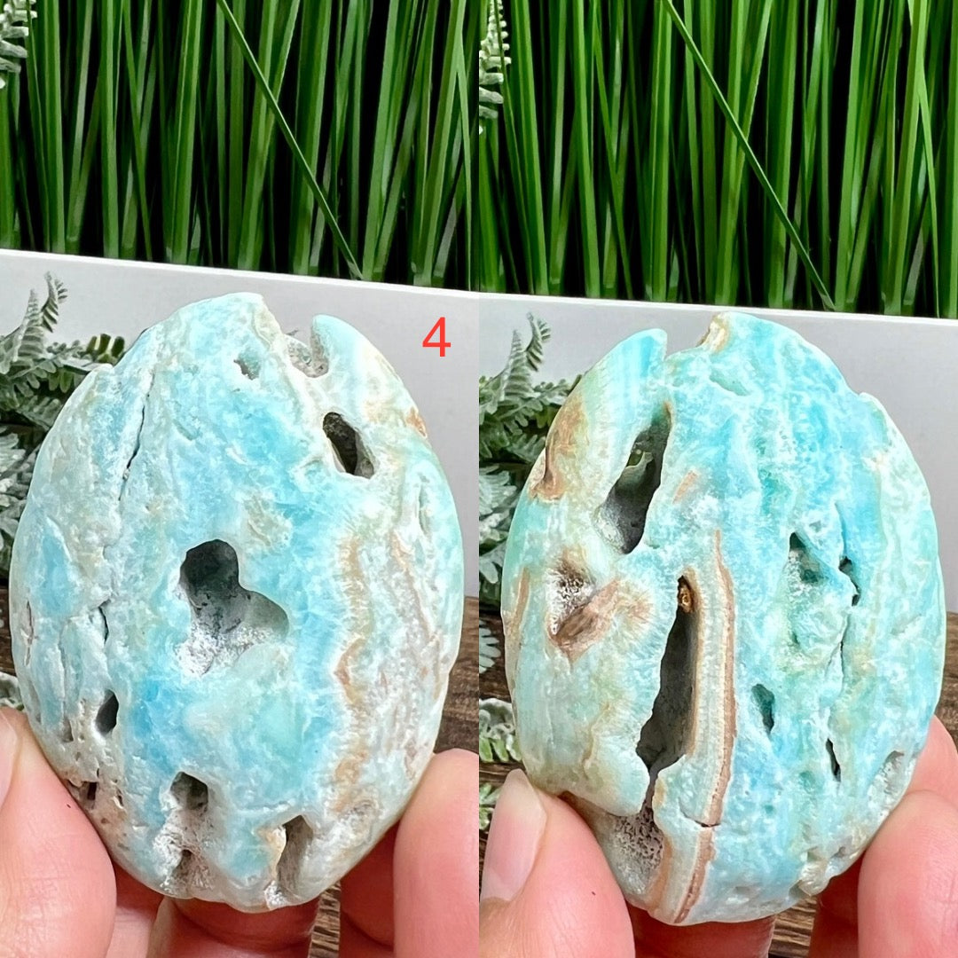 Blue Aragonite Palm Stone Worry High Quality Crystals YOU CHOOSE