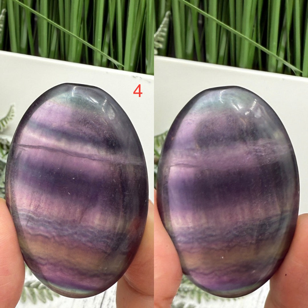 Rainbow Fluorite Palm Stones Worry Healing Crystals YOU CHOOSE
