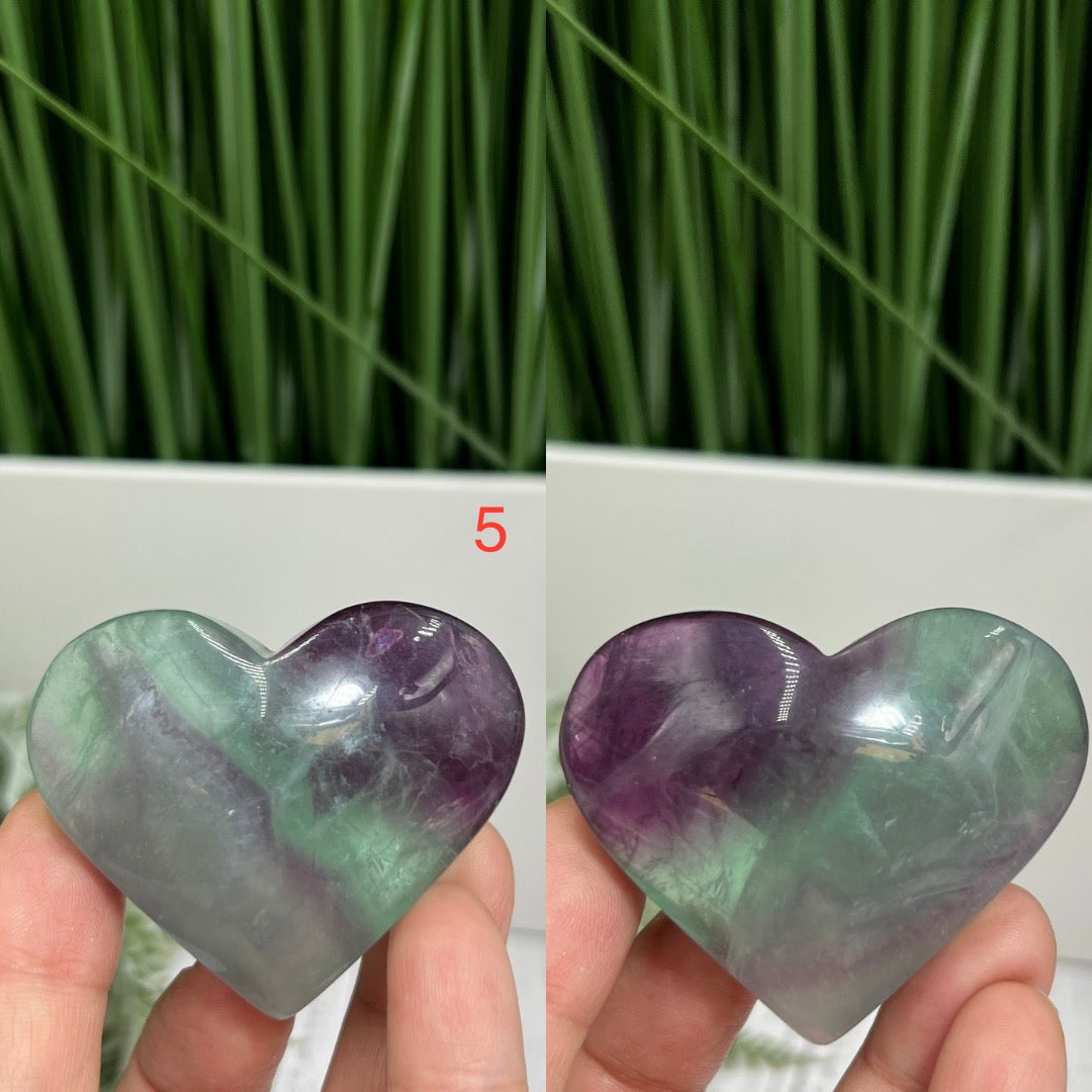 Watermelon Fluorite Gemstone Hearts Crystal Carvings