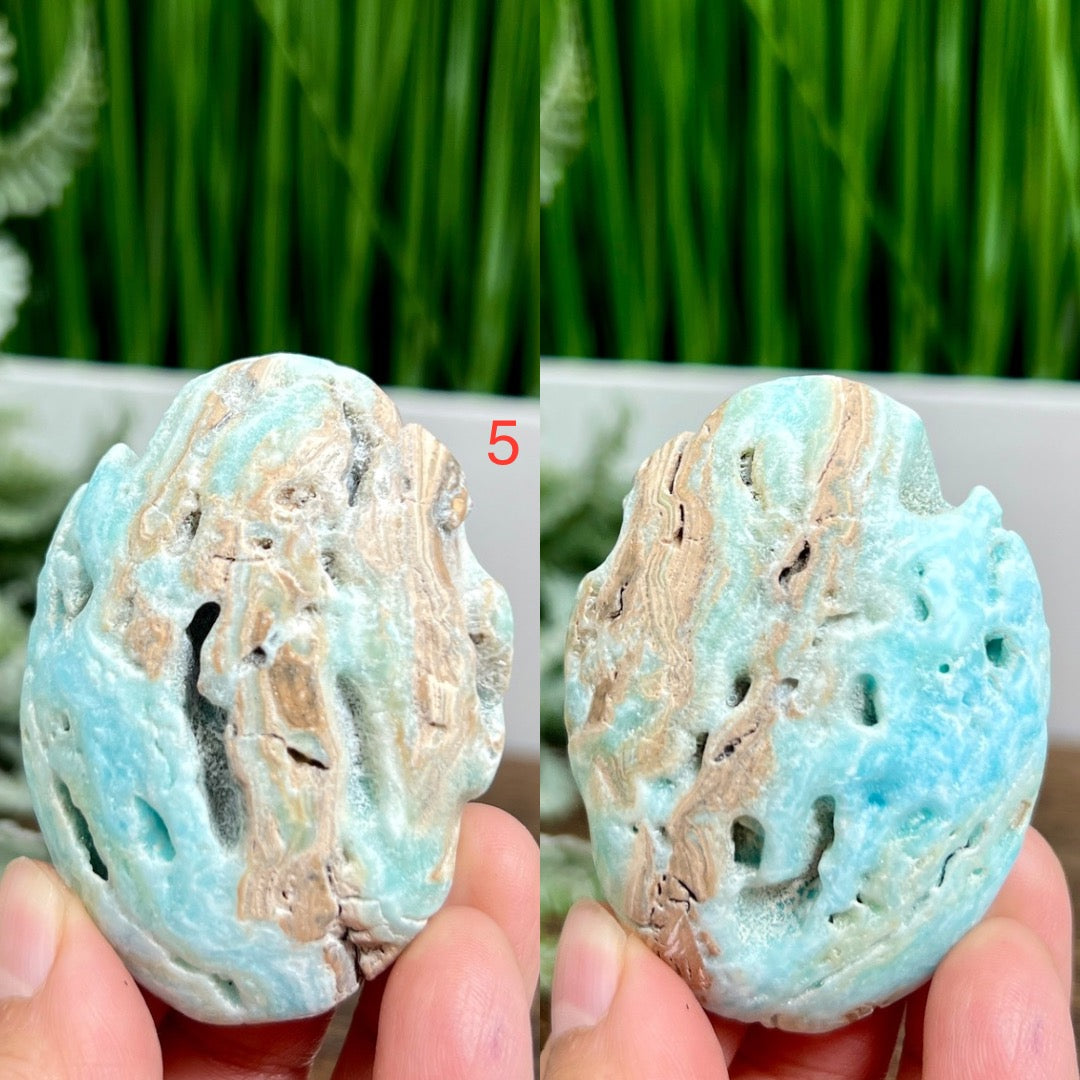 Blue Aragonite Palm Stone Worry High Quality Crystals YOU CHOOSE