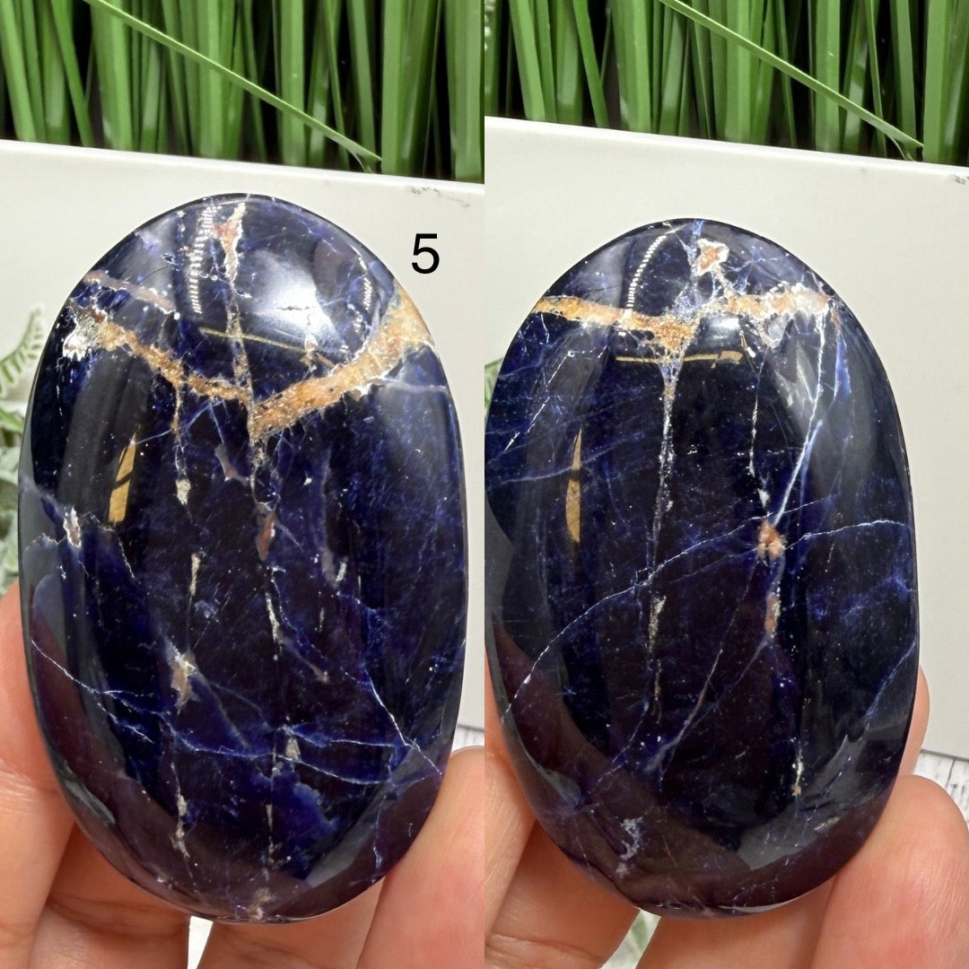 Blue Sodalite Palm Stones Worry Meditation Gemstone YOU CHOOSE
