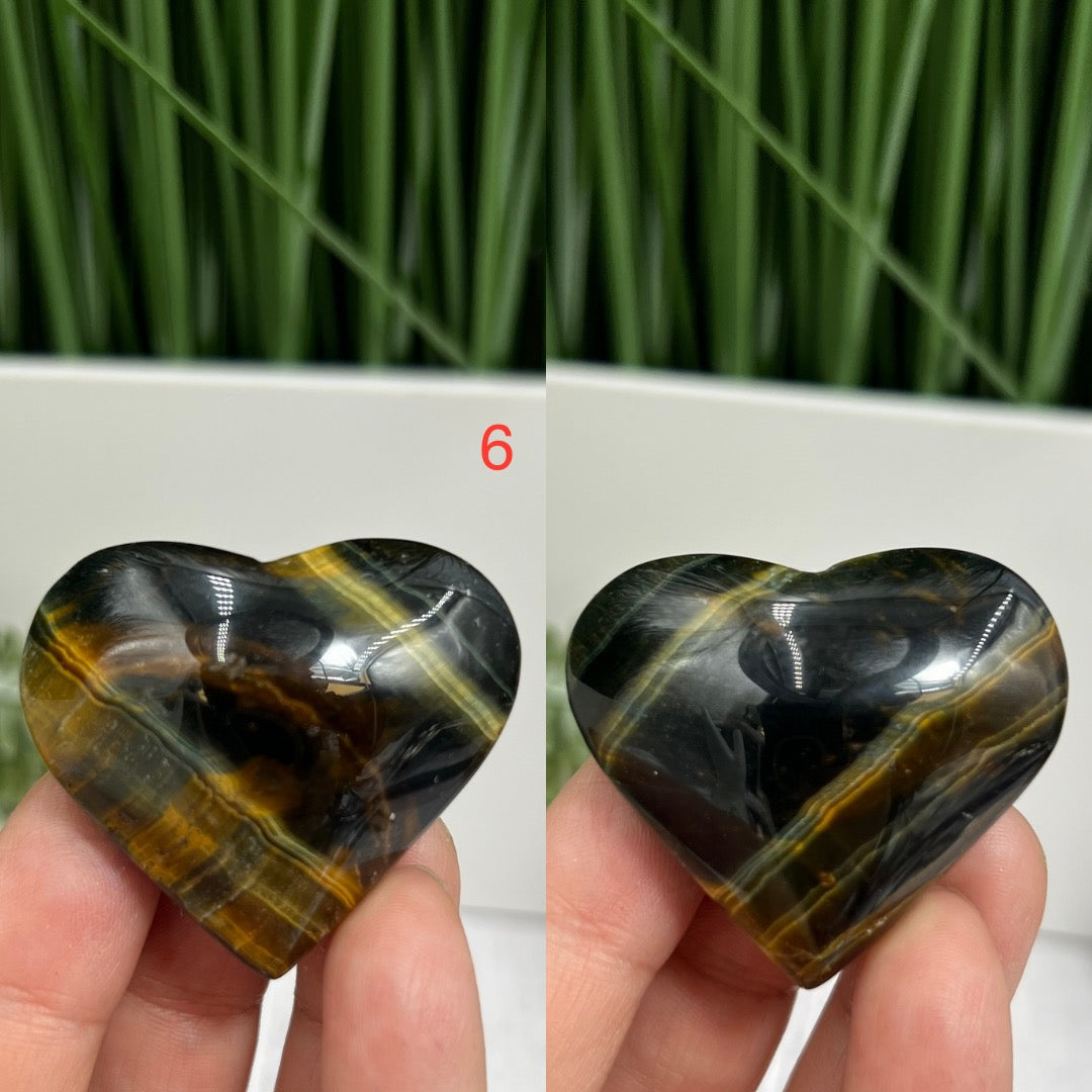 Blue Tigers Eye Hawks Eye Hearts Crystal Carvings YOU CHOOSE