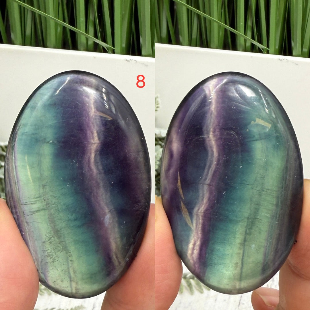 Rainbow Fluorite Palm Stones Worry Healing Crystals YOU CHOOSE