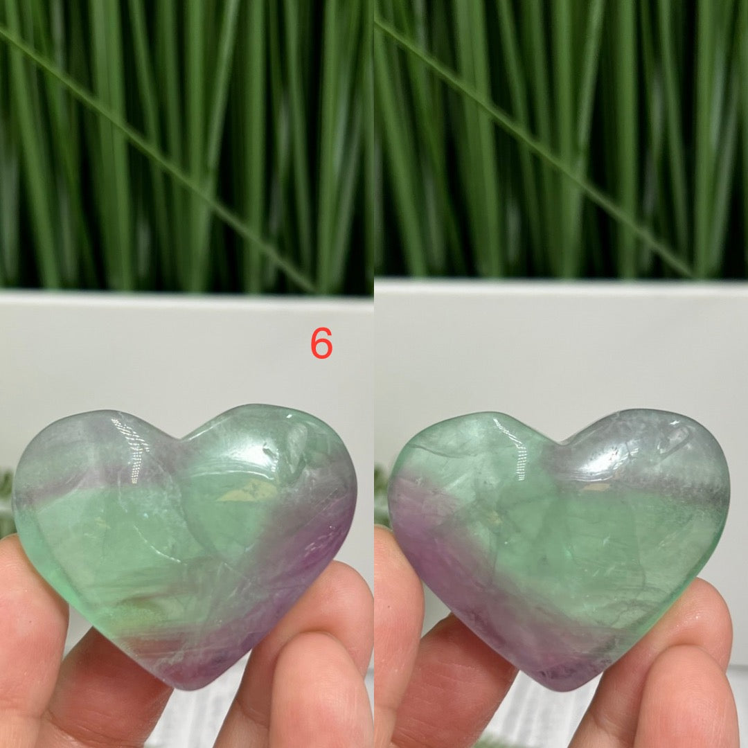 Watermelon Fluorite Gemstone Hearts Crystal Carvings