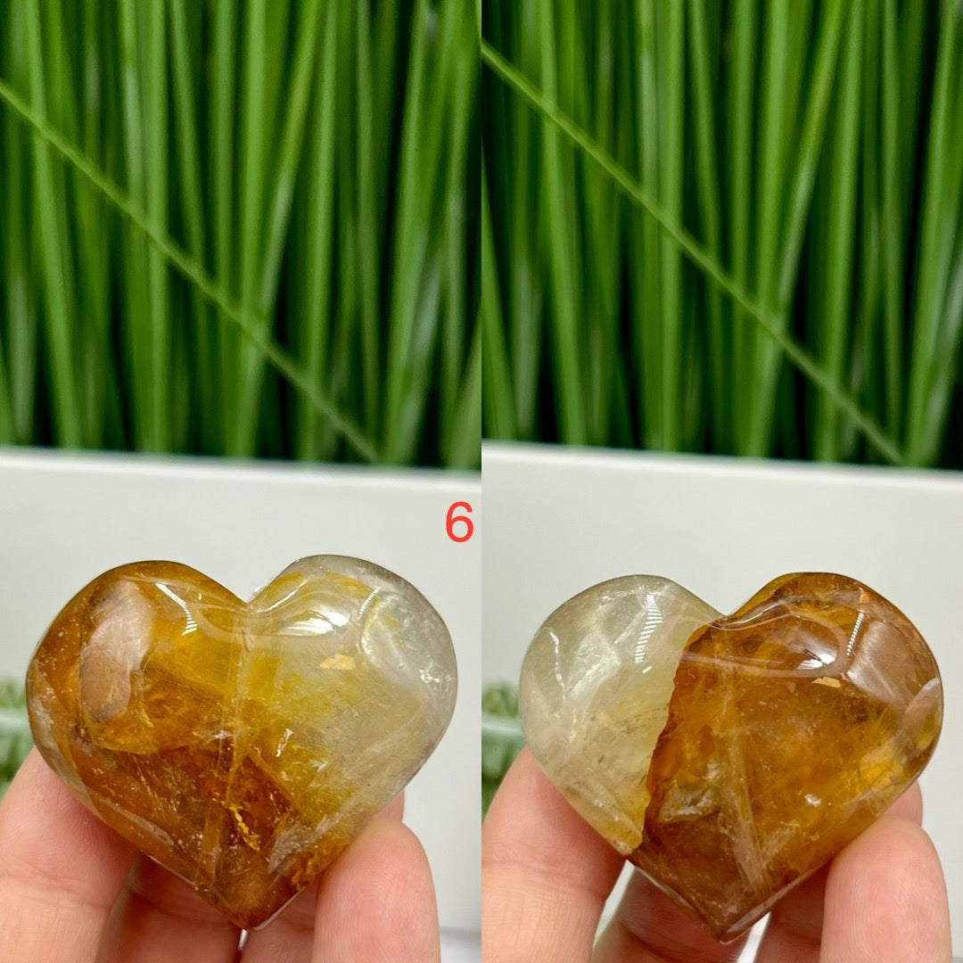 Golden Healer Quartz Hearts High Quality Crystal Carvings YOU CHOOSE