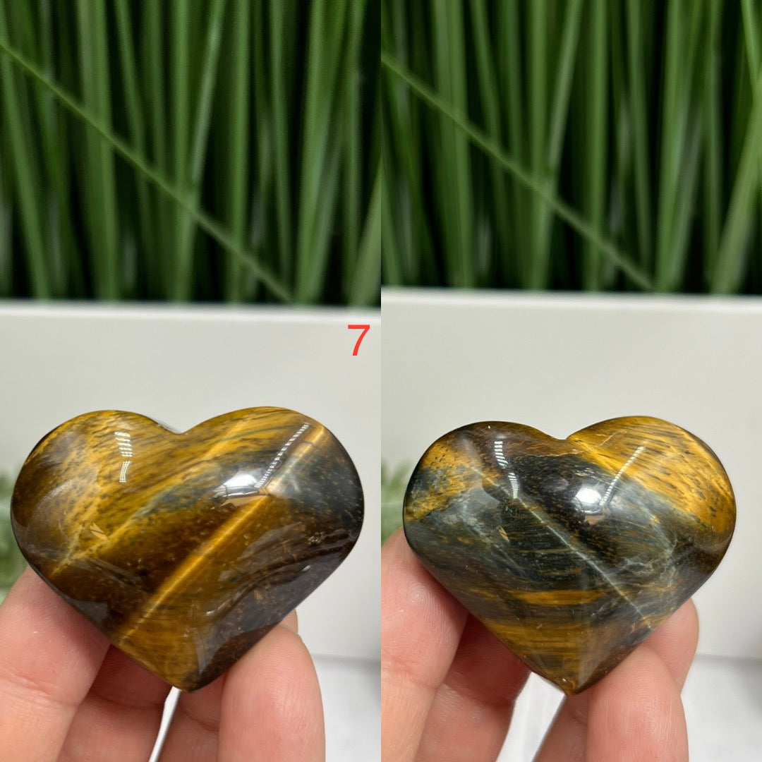 Blue Tigers Eye Hawks Eye Hearts Crystal Carvings YOU CHOOSE