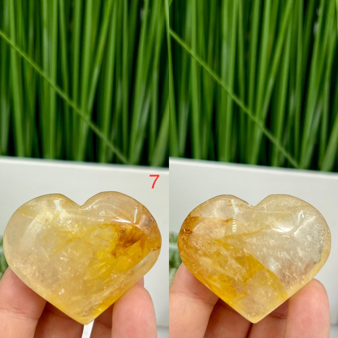 Golden Healer Quartz Hearts High Quality Crystal Carvings YOU CHOOSE