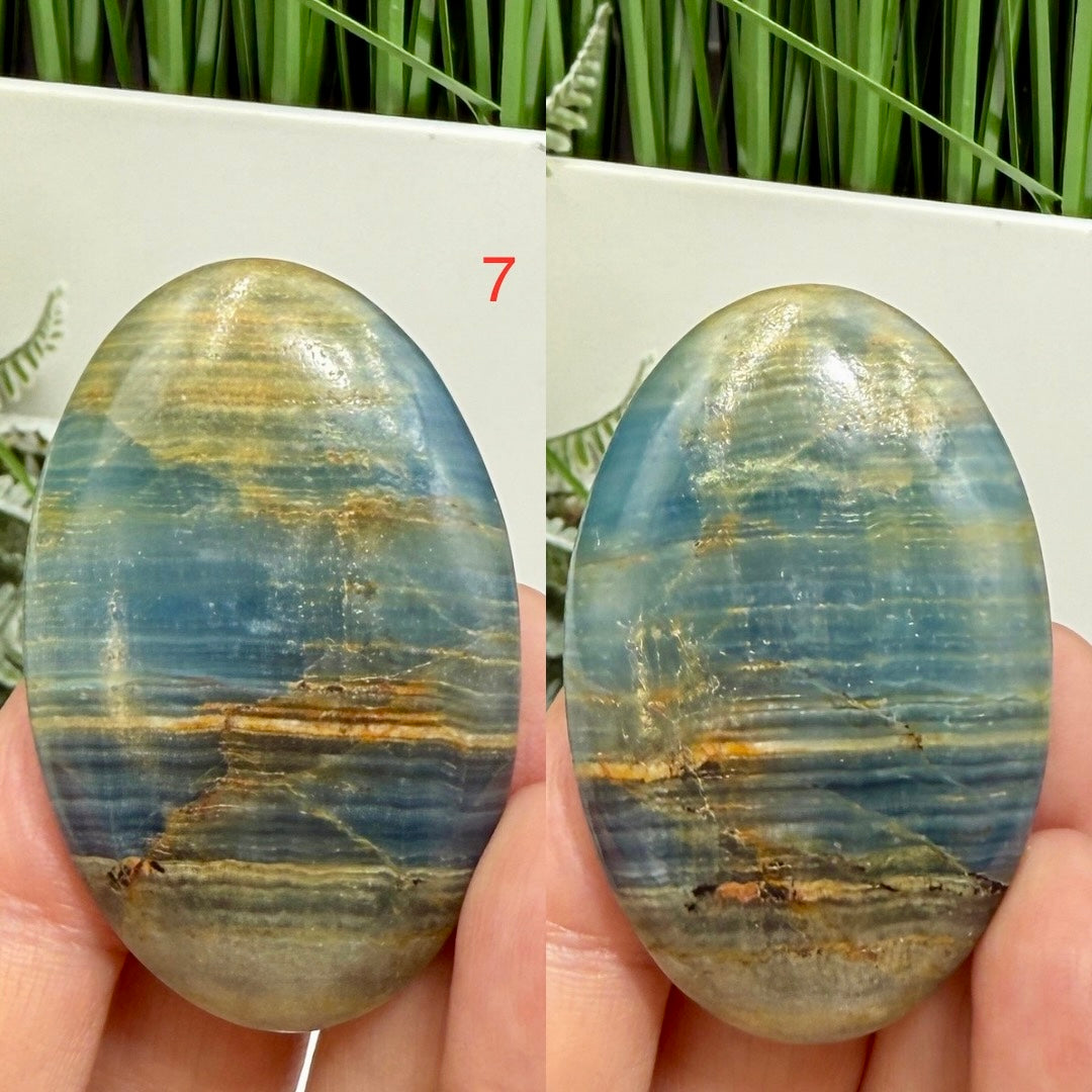 Blue Onyx Palm Stones Worry Meditation Crystal YOU CHOOSE