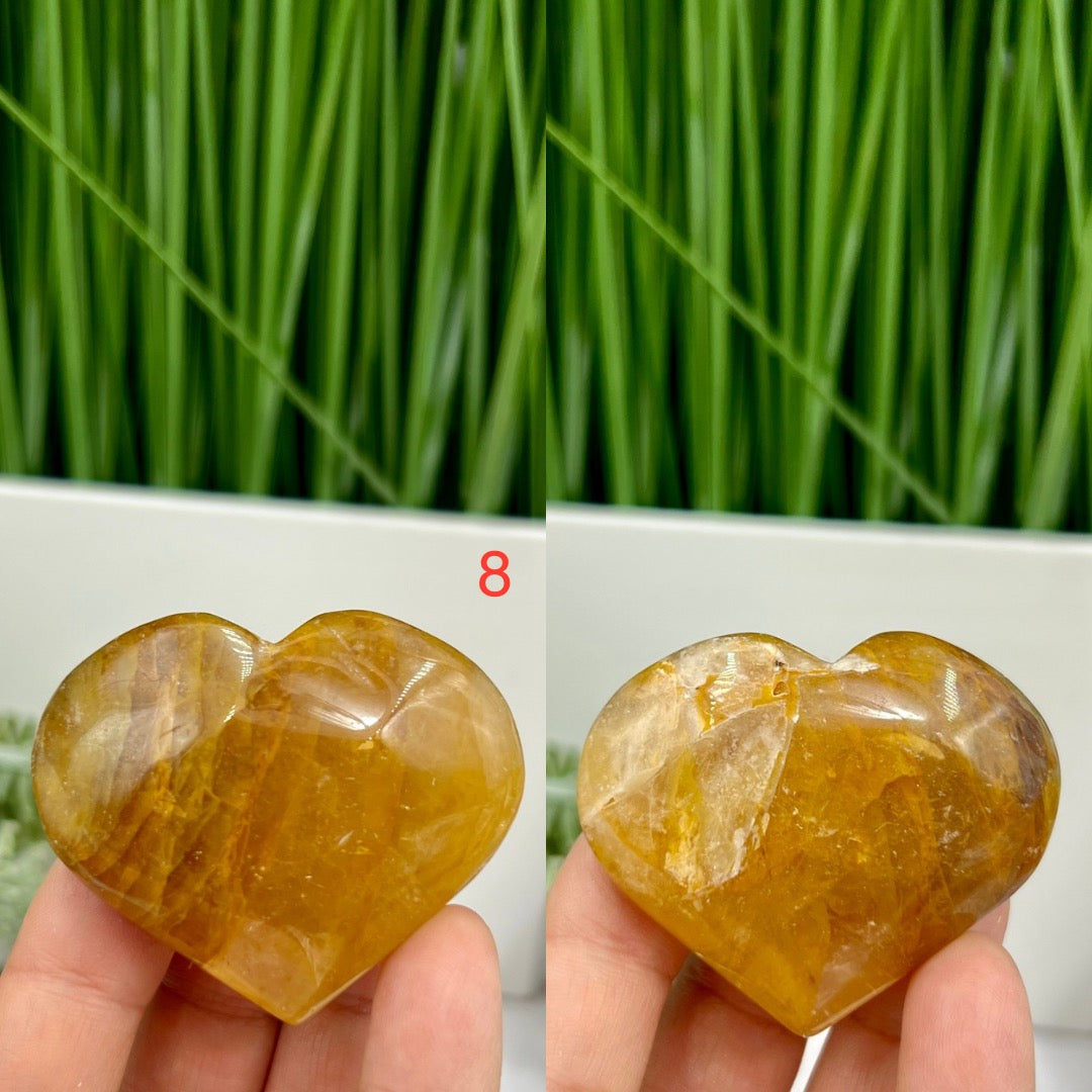 Golden Healer Quartz Hearts High Quality Crystal Carvings YOU CHOOSE