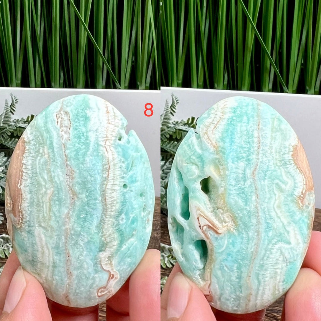 Blue Aragonite Palm Stone Worry High Quality Crystals YOU CHOOSE