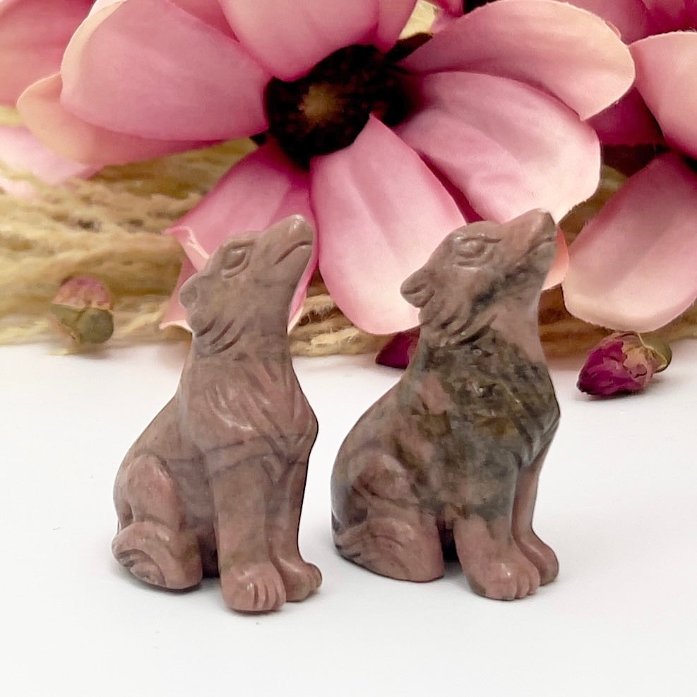 Unakite Jasper Small Wolves Dogs Crystal Carvings YOU CHOOSE
