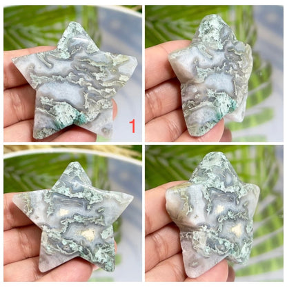Moss Agate Stars DIY Pendant Jewellery Crystal Carving YOU CHOOSE