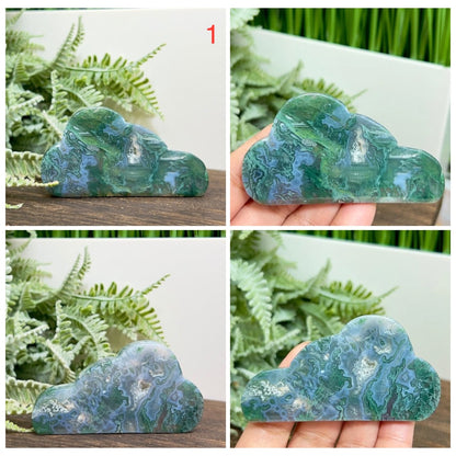Moss Agate Clouds Self Standing Healing Crystal Carving YOU CHOOSE