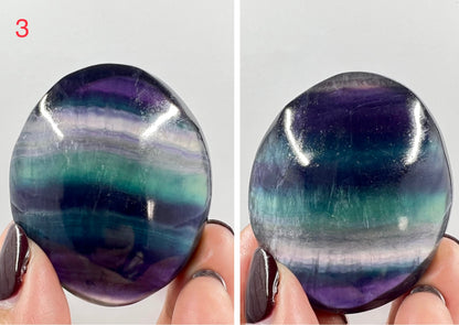 Rainbow Fluorite Palm Stone Crystal Worry Meditation YOU CHOOSE