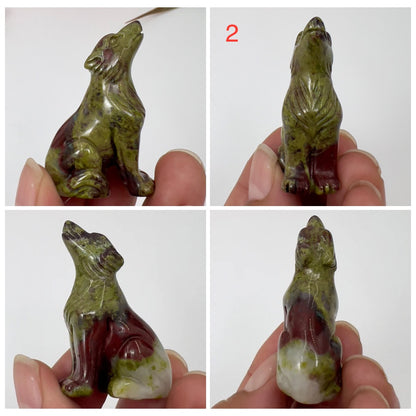 Small Dragons Blood Stone Jasper Wolves Dogs Crystal Carvings YOU CHOOSE