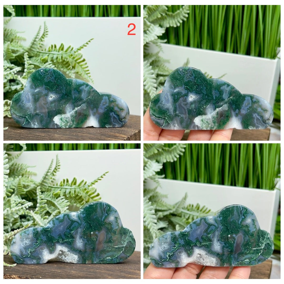 Moss Agate Clouds Self Standing Healing Crystal Carving YOU CHOOSE