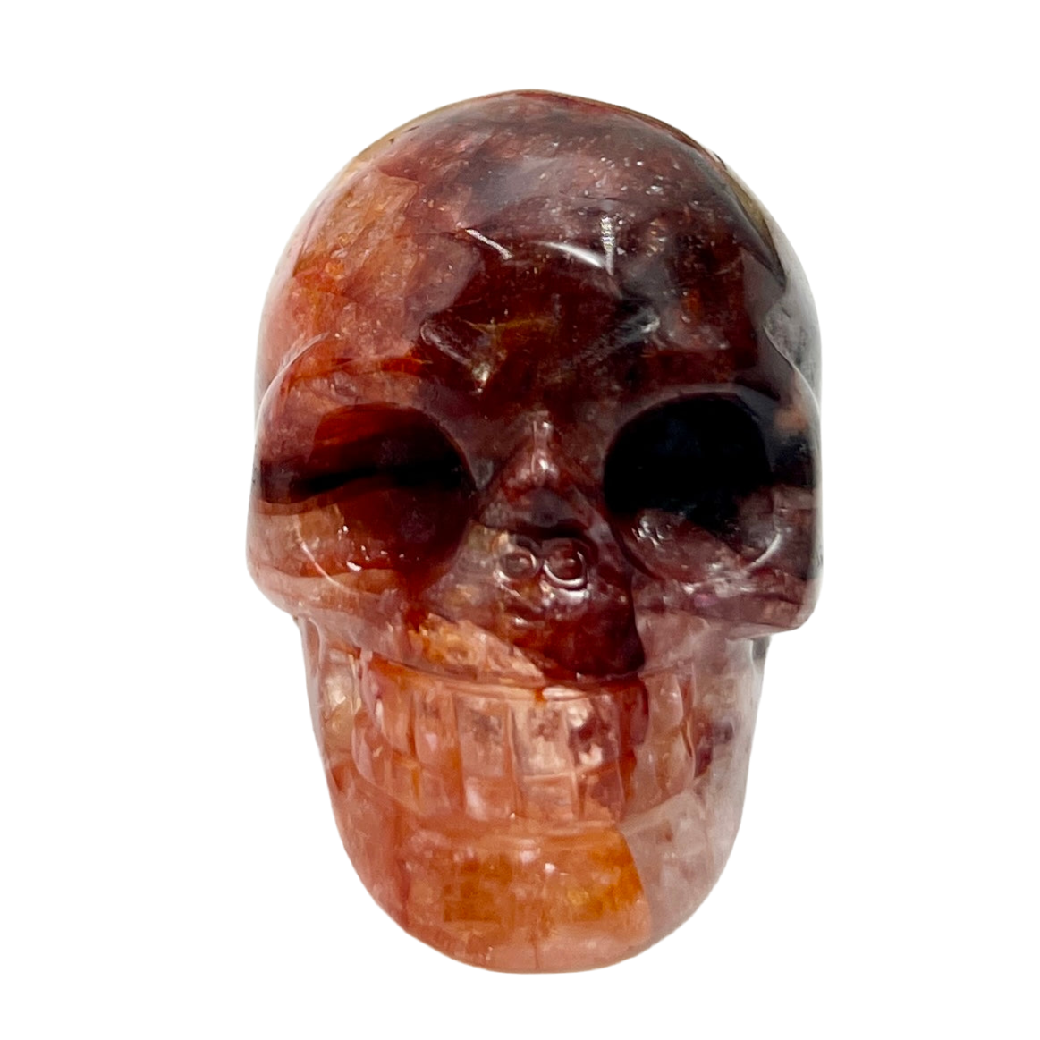 Fire Quartz Hematoid Skull 2 Inches Hand Carved Crystal Carving