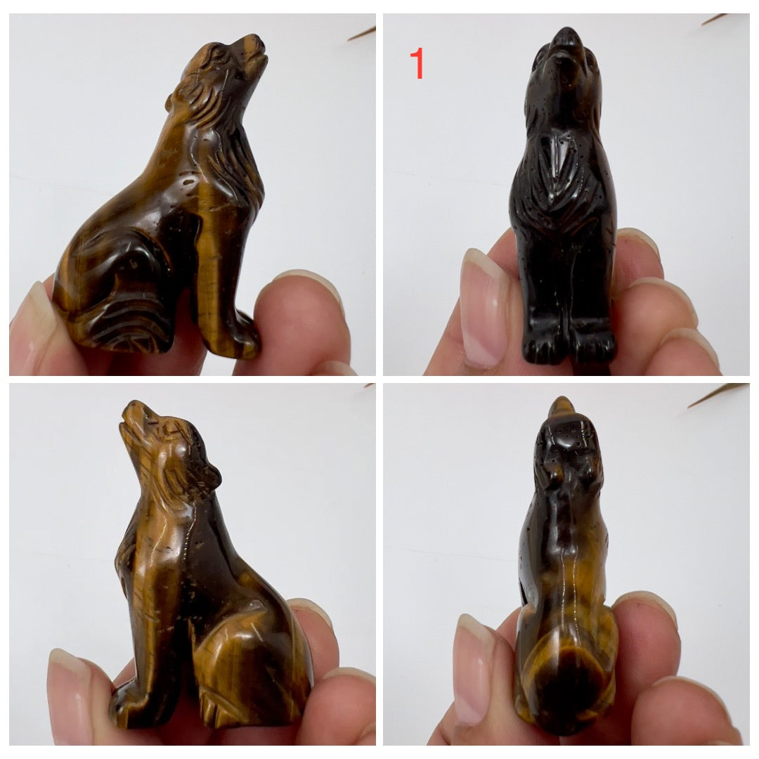 Small Tigers Eye Wolves Dogs Crystal Carvings YOU CHOOSE