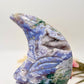 Moss Agate Moon Purple Chalcedony Rare Druzy Crystal Carving 844g 205mm