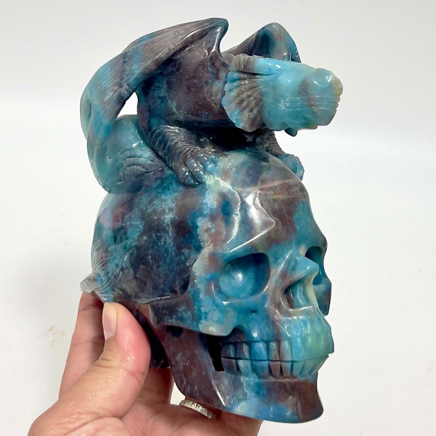 Trolleite Gargoyle on Skull Hollow Jaw Rare Healing Crystal Carving 1564g