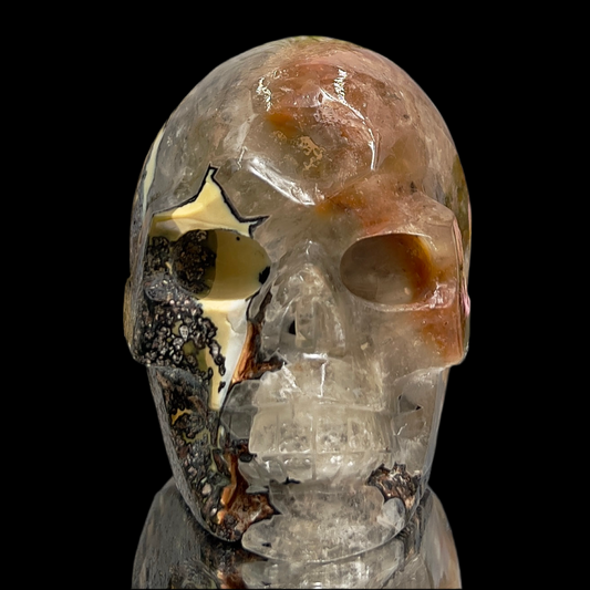 Mosaic Chalcedony Quartz Rare Skull Healing Crystal Carving 869g