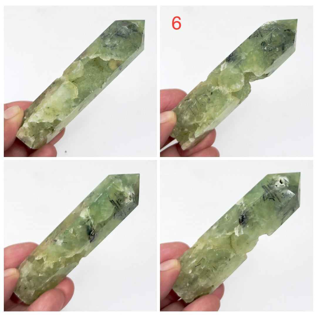 Prehnite with Epidote Points Towers Crystal Generators YOU CHOOSE