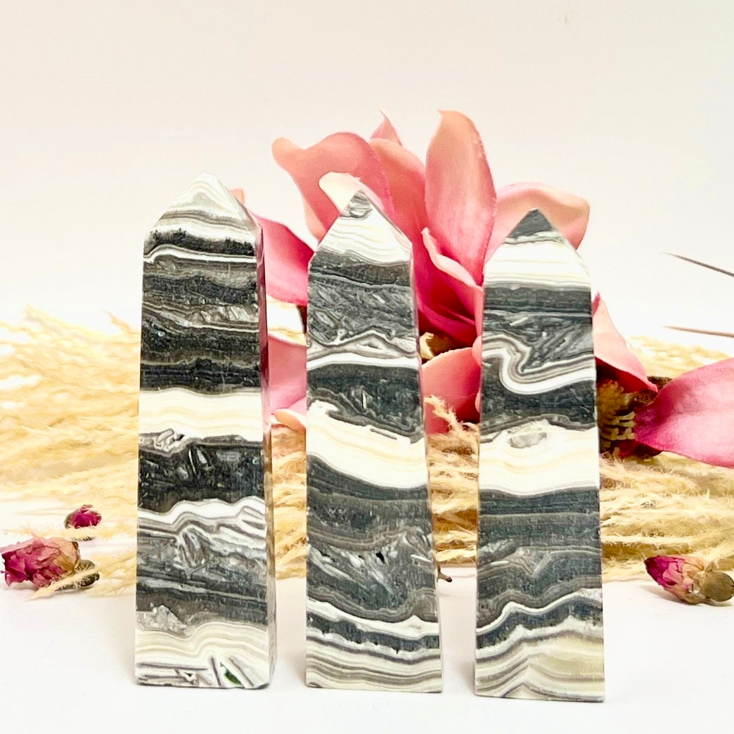 Zebra Phantom Calcite Points Towers Obelisk Crystal YOU CHOOSE