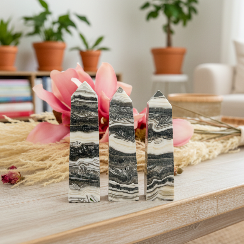 Zebra Phantom Calcite Points Towers Obelisk Crystal YOU CHOOSE