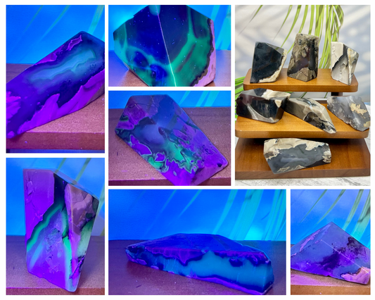 Volcanic Agate Free Form UV Reactive Crystal Chunks YOU CHOOSE