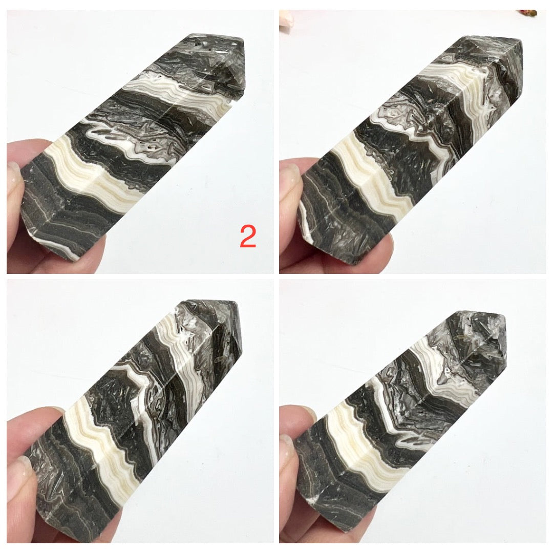 Zebra Phantom Calcite Points Towers Obelisk Crystal YOU CHOOSE