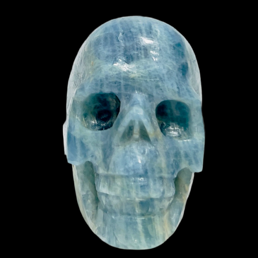 Aquamarine Skull Healing Crystal Carving 614g