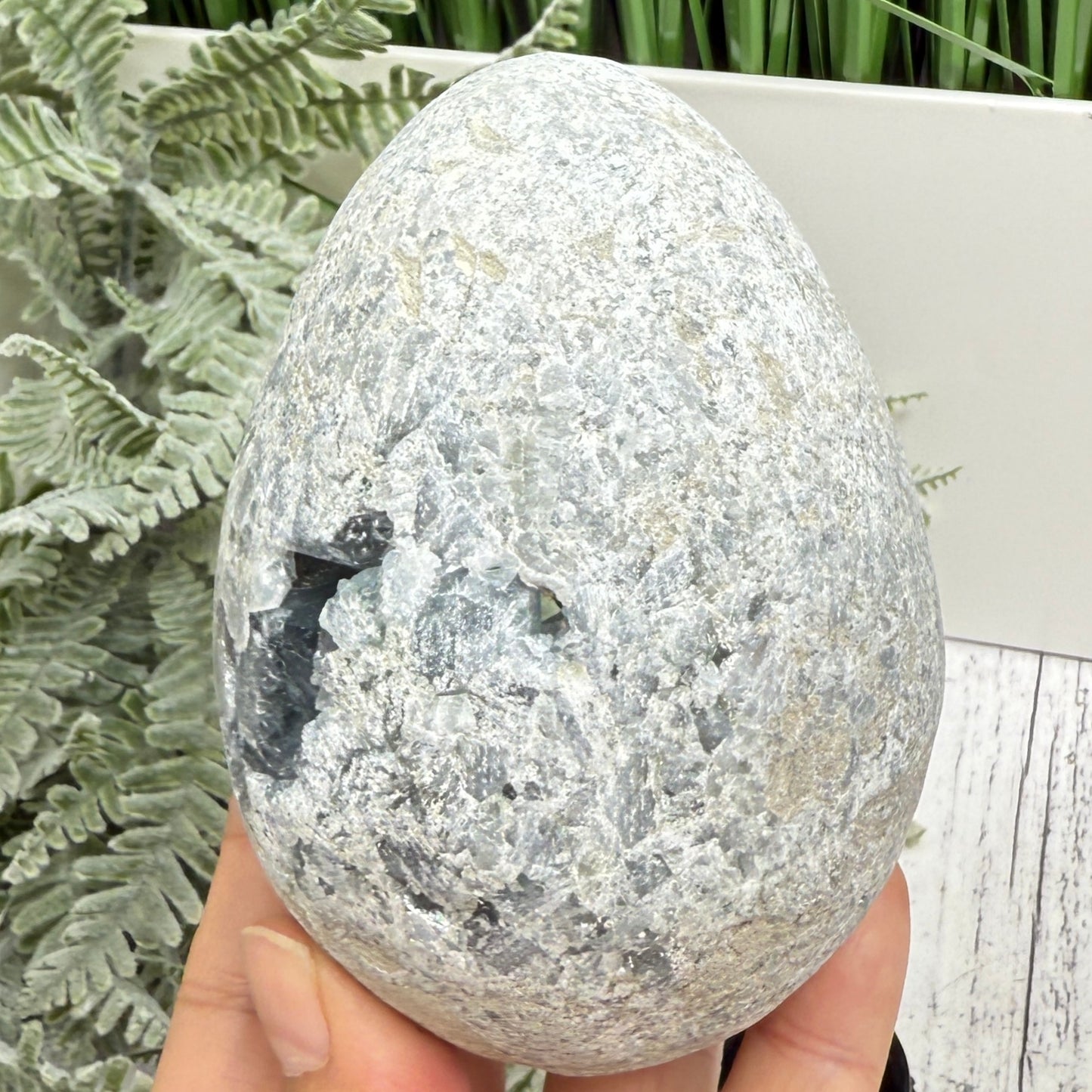 Celestite Celestine Large Egg with Stand Large Geode Cluster Crystal 997g