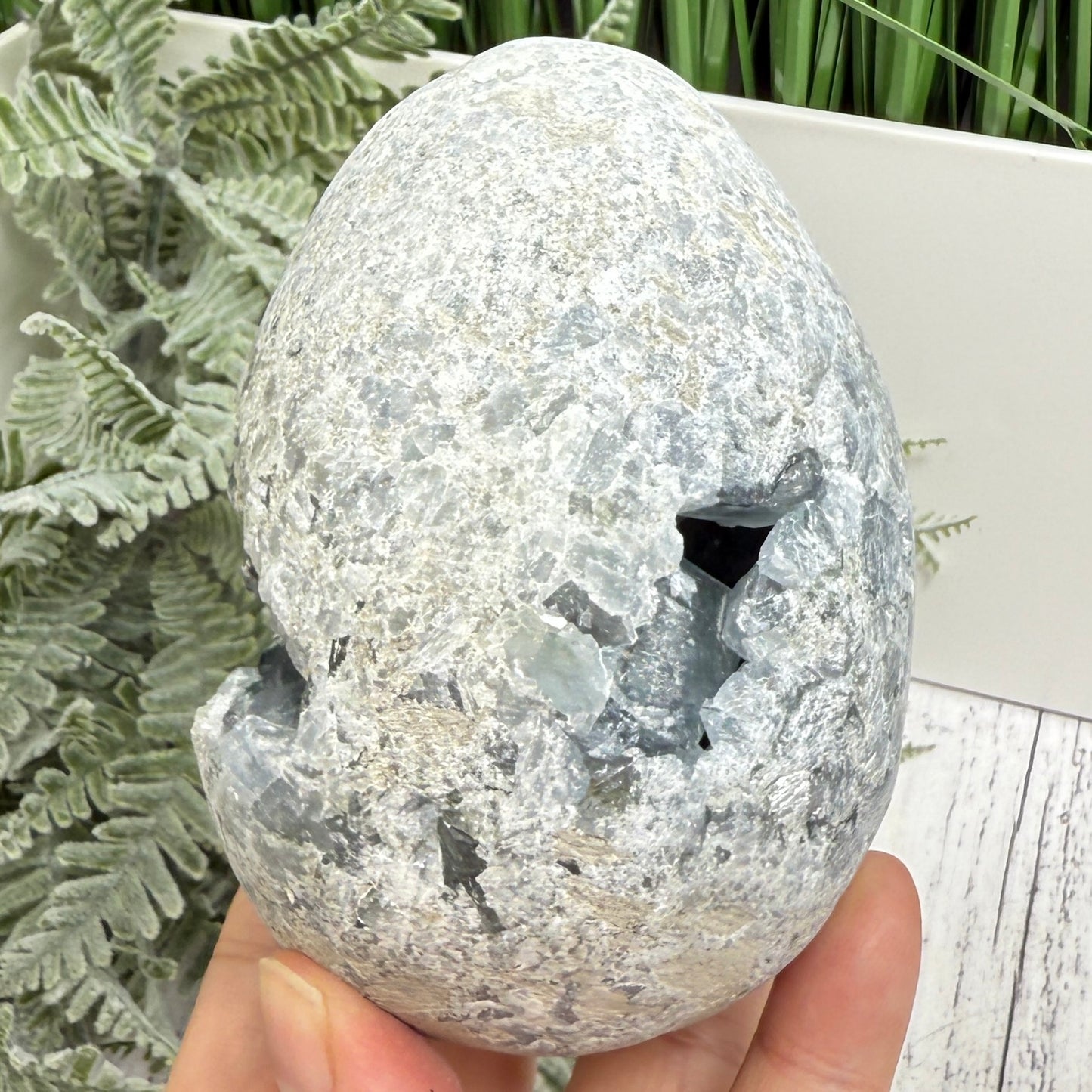 Celestite Celestine Large Egg with Stand Large Geode Cluster Crystal 997g