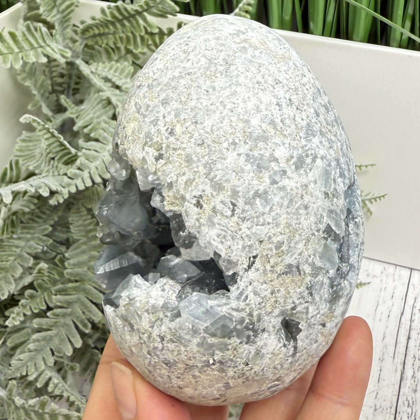 Celestite Celestine Large Egg with Stand Large Geode Cluster Crystal 997g
