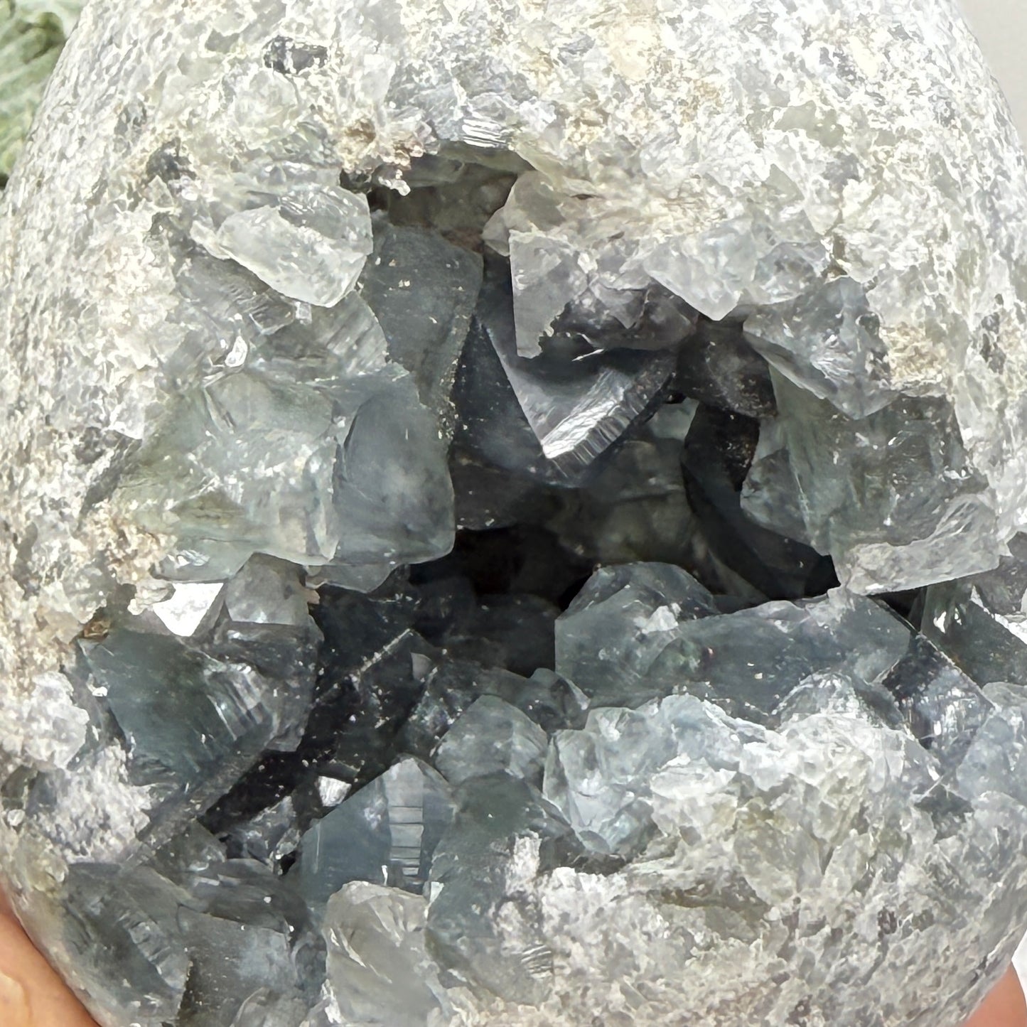 Celestite Celestine Large Egg with Stand Large Geode Cluster Crystal 997g