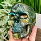 Labradorite Skull Hollow Jaw Healing Crystal Carving 948g