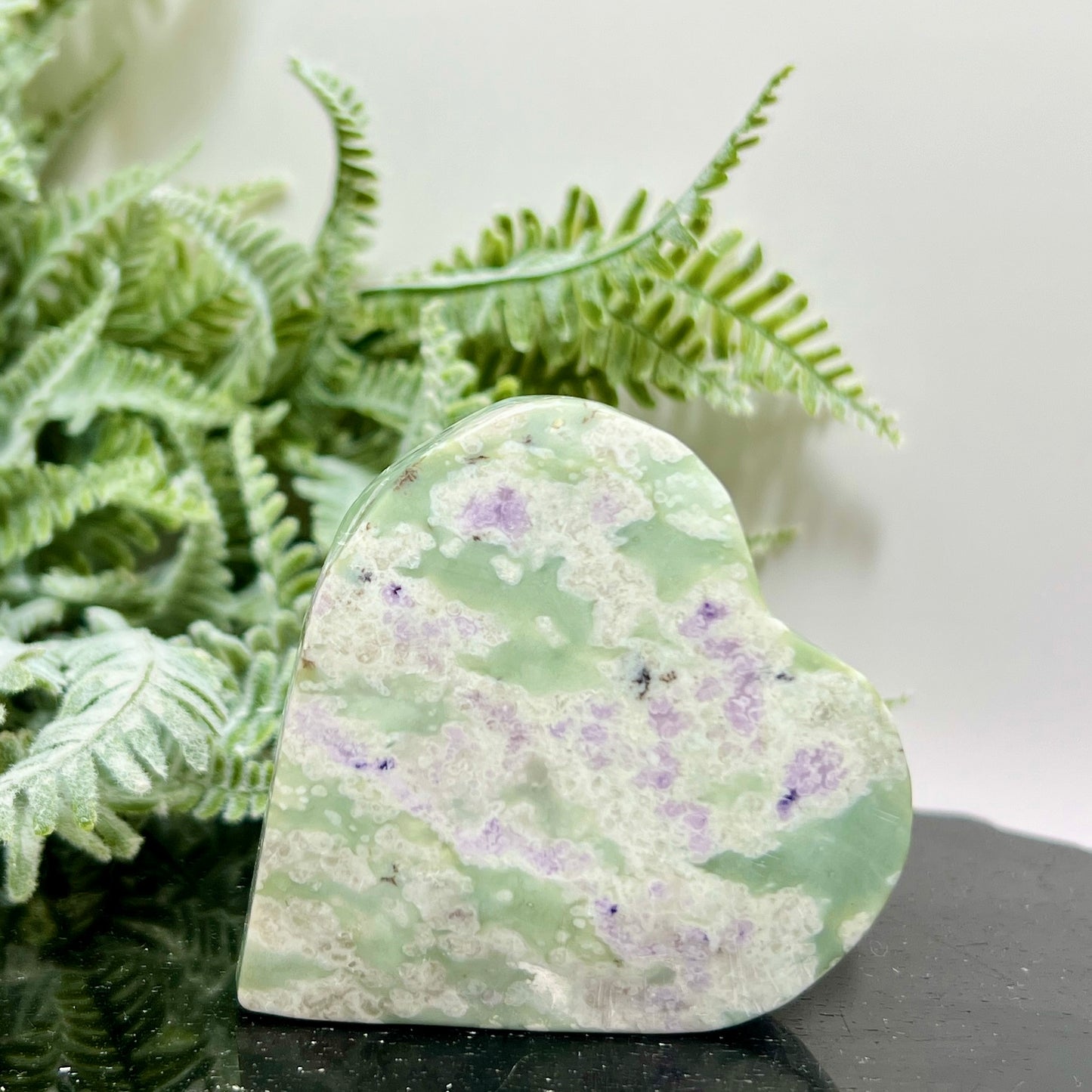 Lucky Jade Purple Stichtite Green Serpentine Heart Crystal Carving 182g